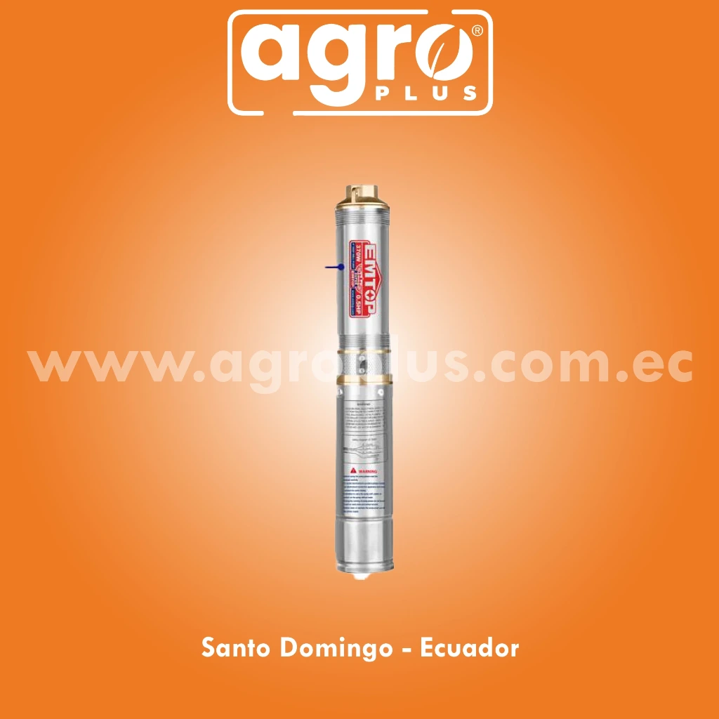BOMBA SUMERGIBLE 1" 1/4 EMTOP TIPO LAPIZ 0.5HP 48M 110V + 20M CABLE